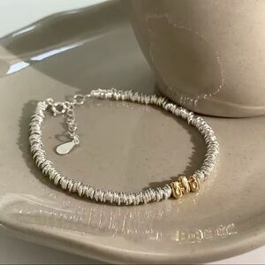 925 Silver Gold Color Geometric Beads Adjustable Punk String Bracelet For Woman